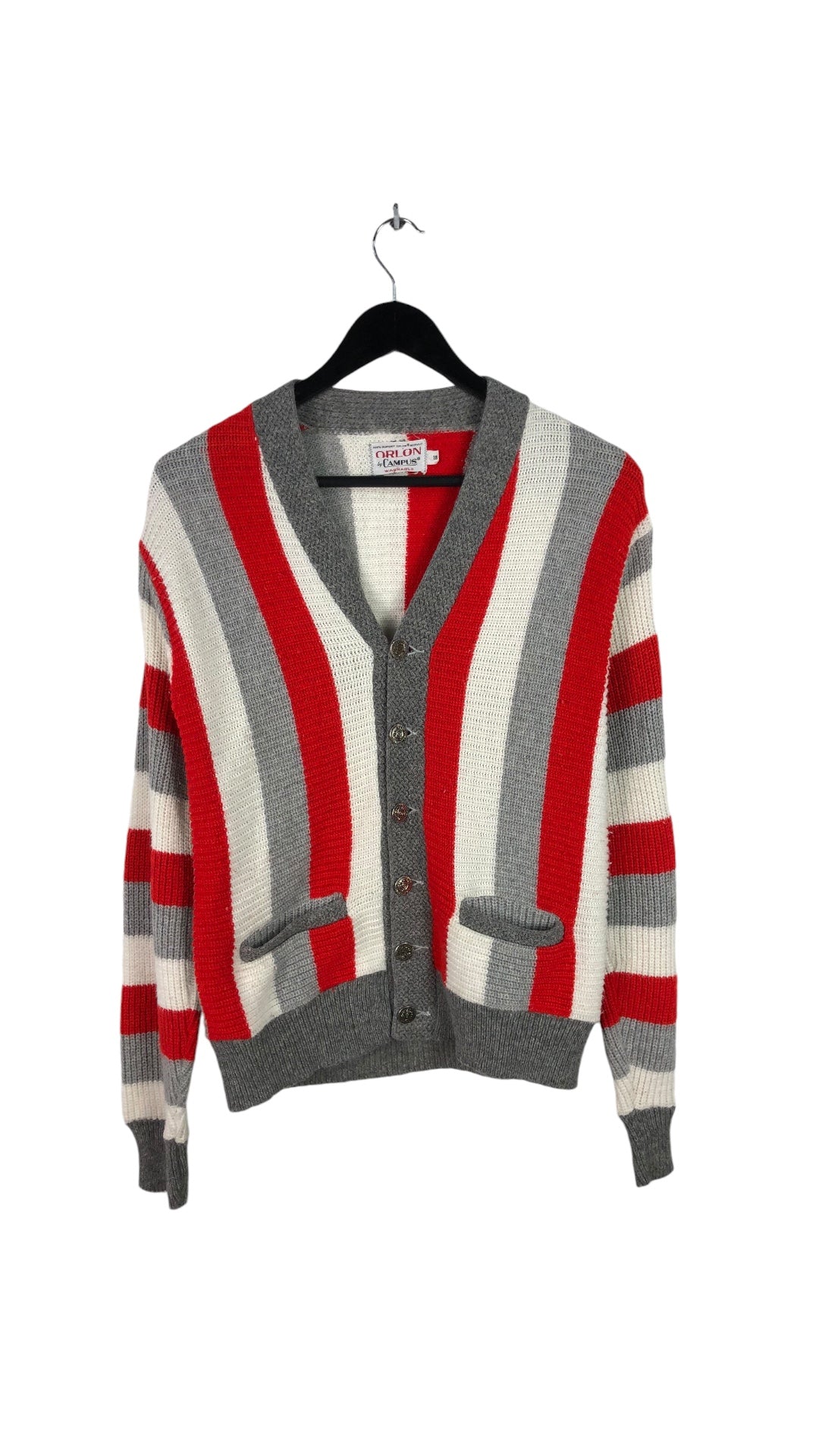 VTG Orlon Striped Cardigan Sz M