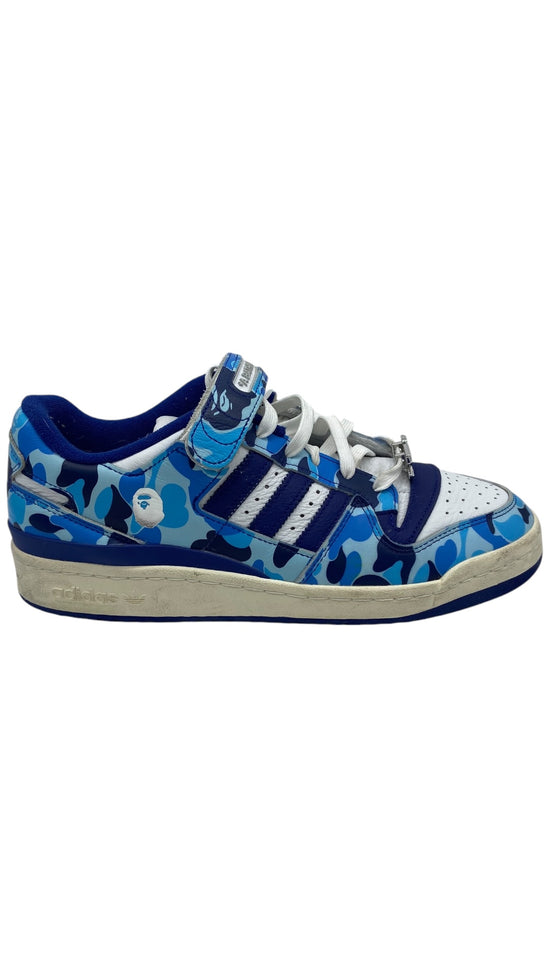 Preowned Adidas Forum 84 Low Bape 30th Anniversary Blue Camo Sz 9.5M/11W ID4772