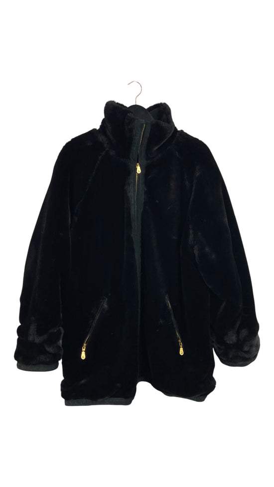 VTG JC Black Reversible Suede/Fur Coat Sz L