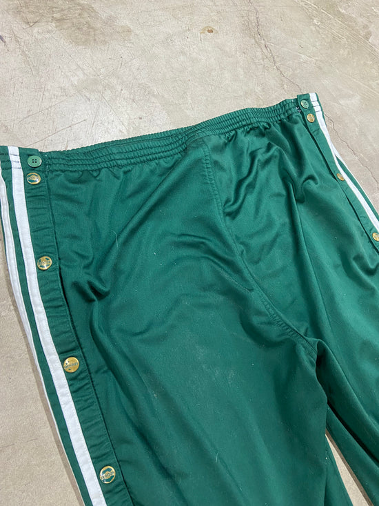 VTG Adidas Pine Green Tear Away 3-Stripe Sweatpants Sz 42