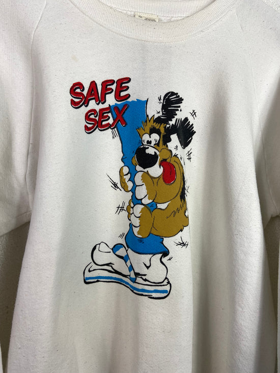 VTG "Safe Sex" Dog Crewneck Sweater Sz L