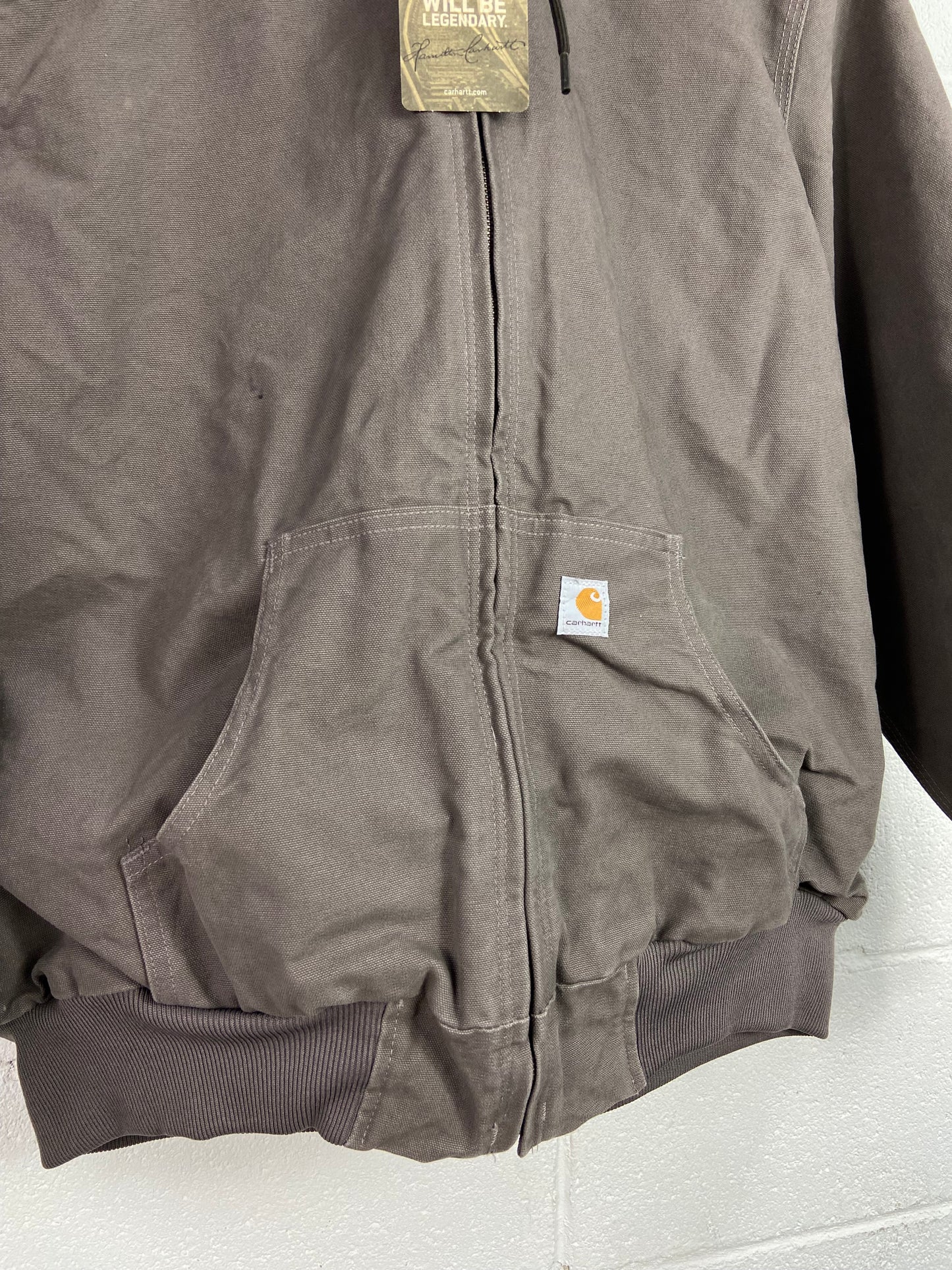 Carhartt Ash Grey Hooded Work Jacket Sz Med