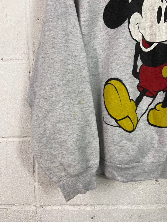 VTG Disney Mickey Mouse Heather Grey Crewneck Sz M