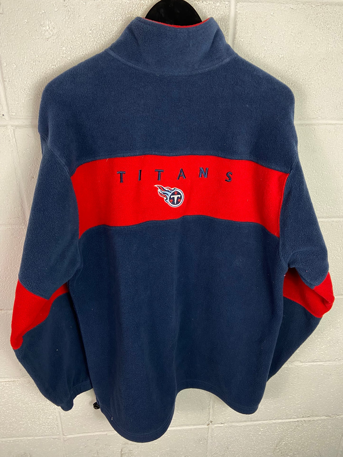 VTG Tennessee Titans Embroidered Quarter Zip Fleece Pullover Sz XL