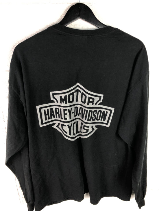 VTG Harley Davidson Silver Logo L/S Tee Sz XL