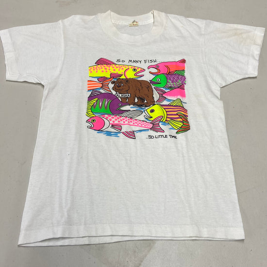 VTG Kids Alaska Fish Graphic Tee Sz Yth L