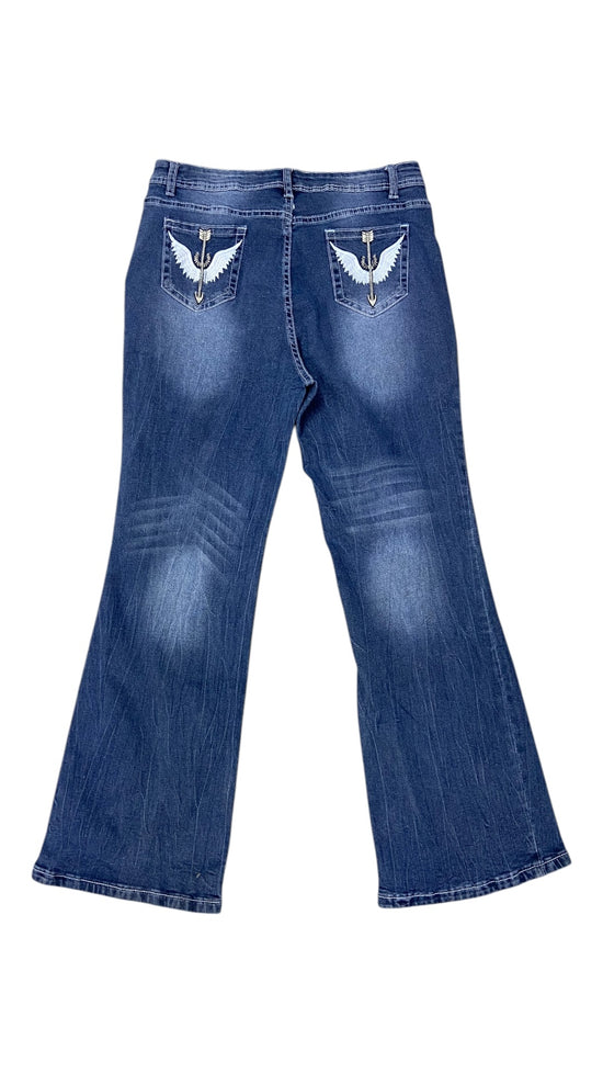 Y2K Icarus Arrow Women Denim Pants Sz 34x30