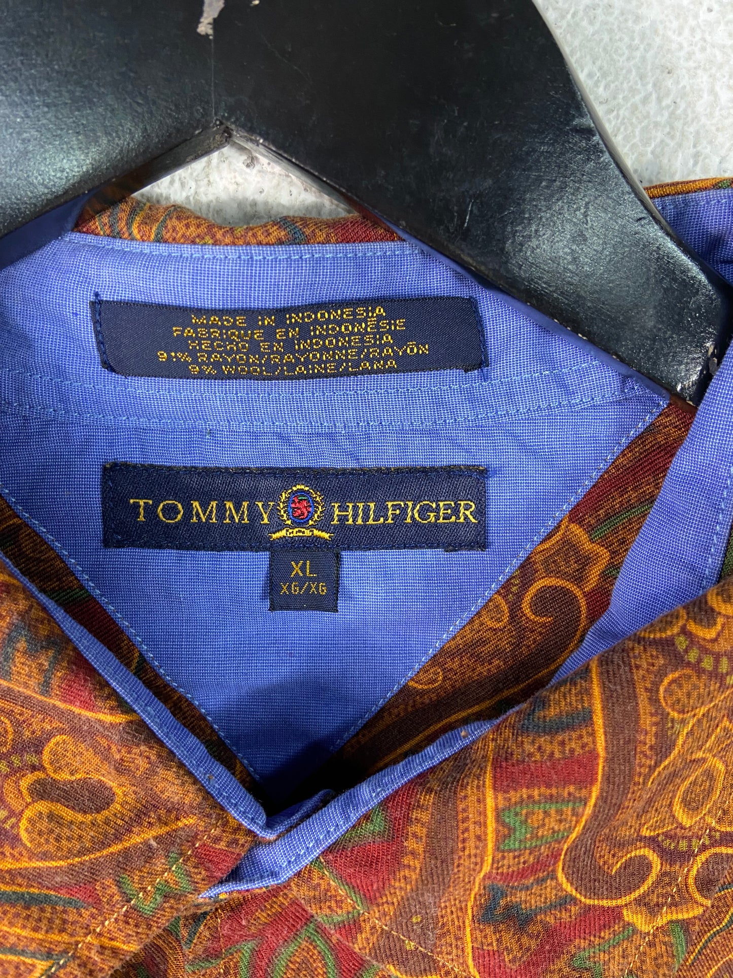 VTG Tommy Hilfiger Paisley Button Up Shirt Sz XL