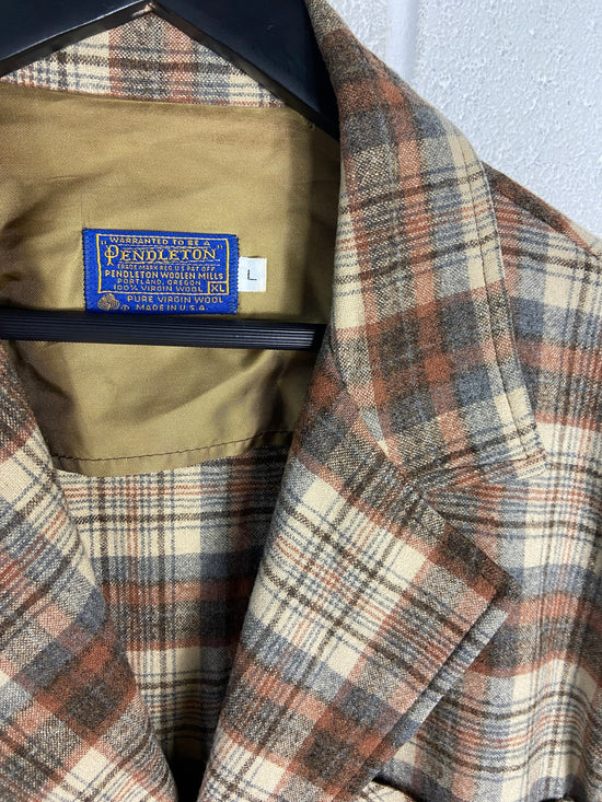 VTG Pendleton Plaid Wool Overshirt Sz L