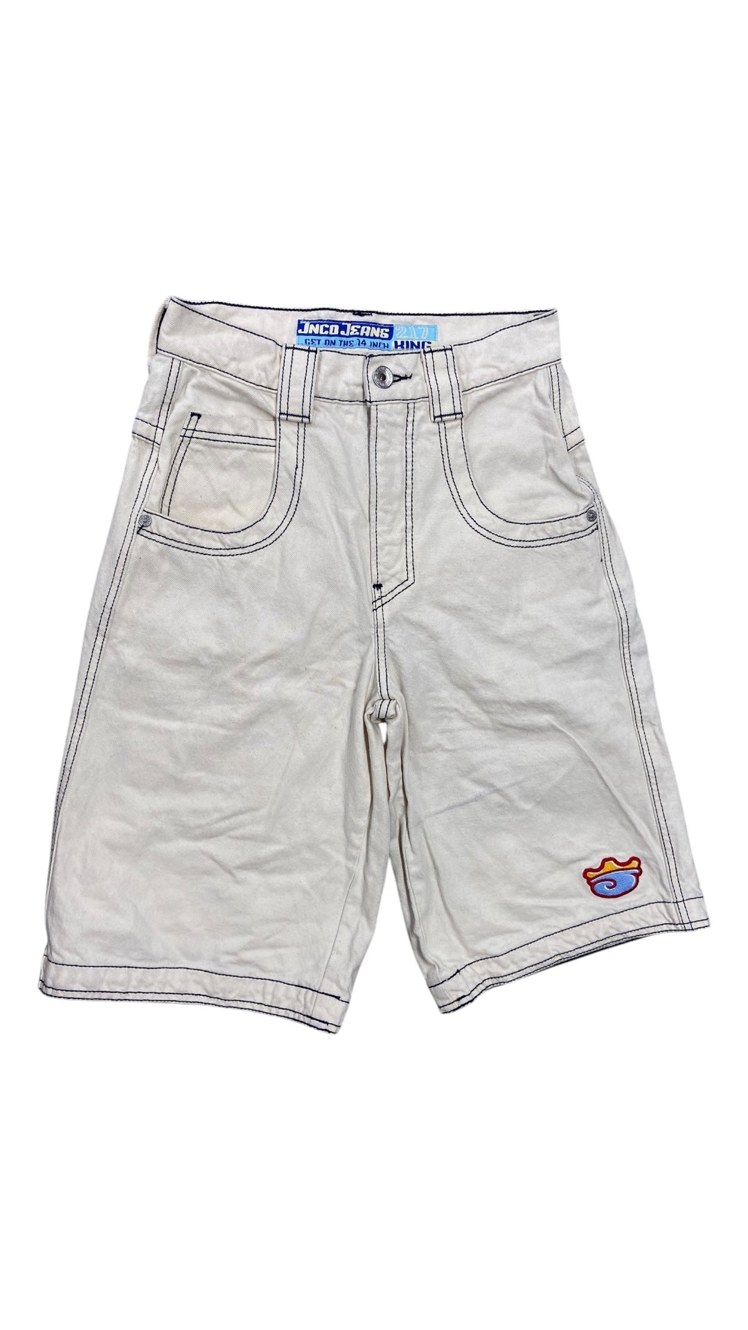 Y2K JNCO Cream Denim Baggy Shorts Sz 28