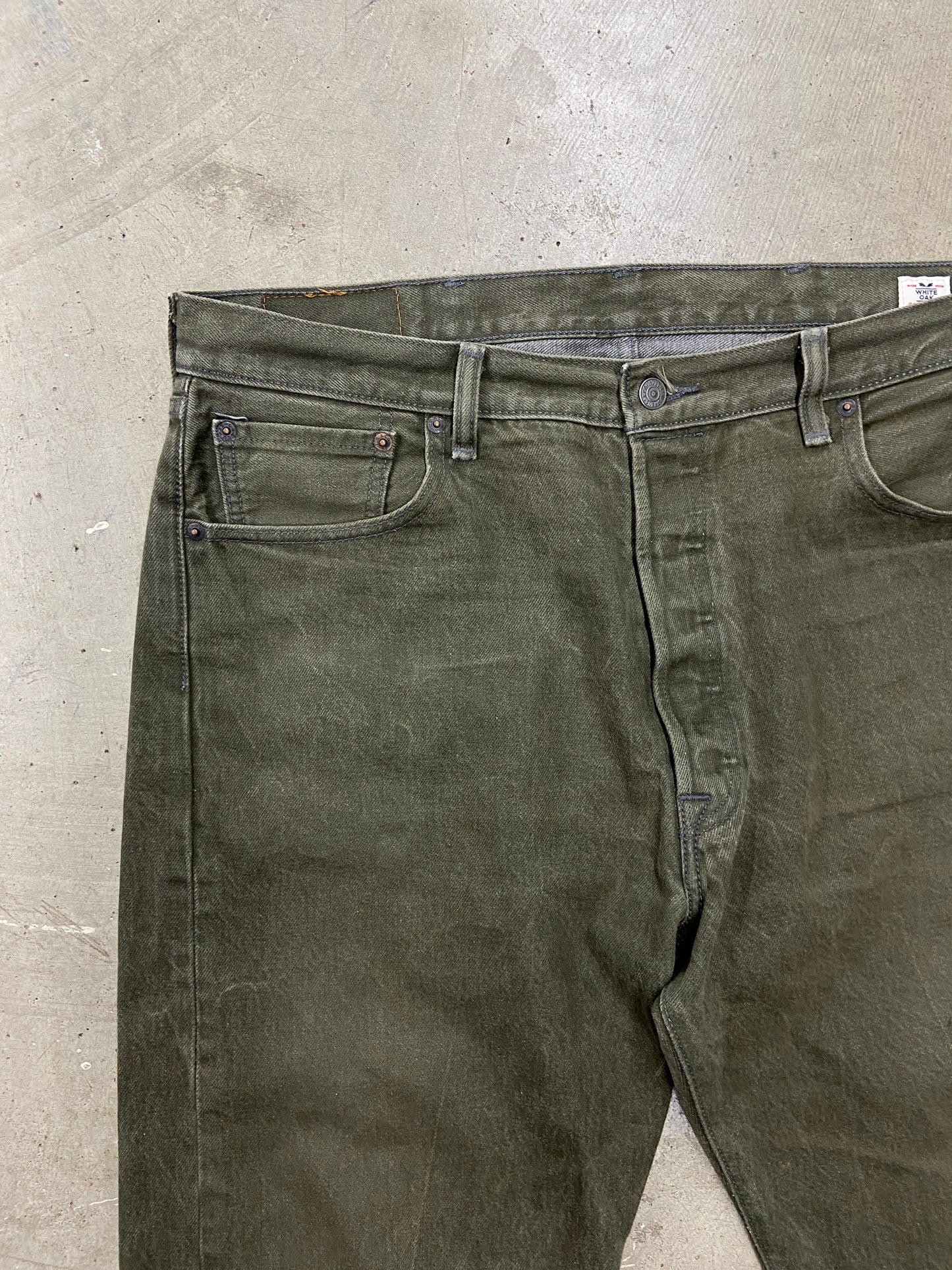 Y2K Levi's 501 Selvedge Green Denim Jeans Sz 38x32