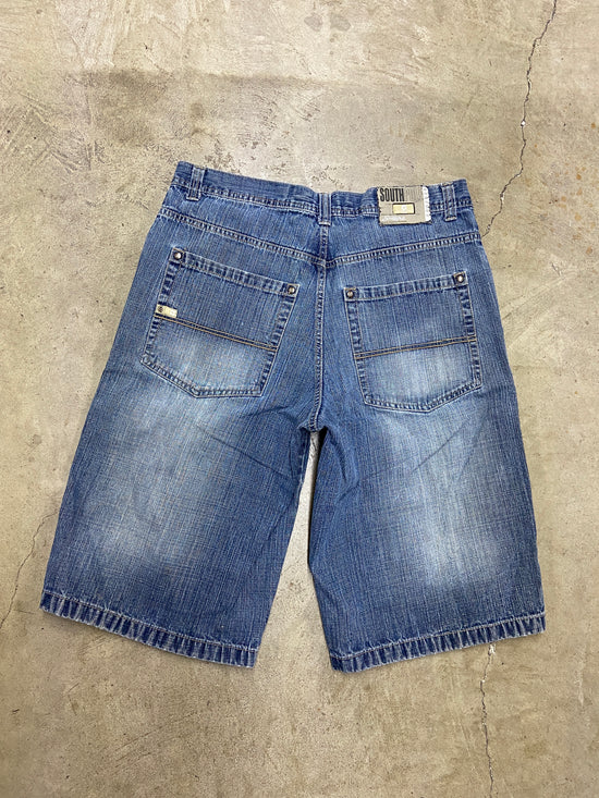 Y2K Southpole Washed Blue Denim Long Shorts Sz 36