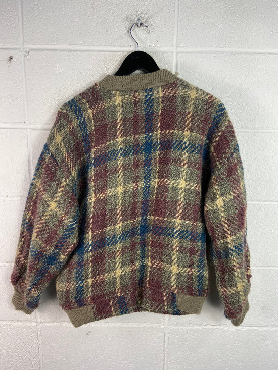 VTG Multicolor Wool Bomber Sweater Sz M