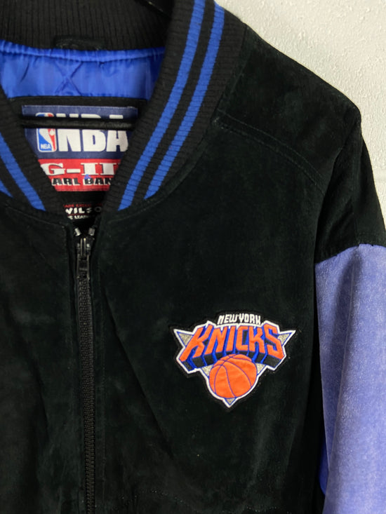 VTG New York Knicks G-3 Carl Banks Wilson Leather Suede Jacket Sz L