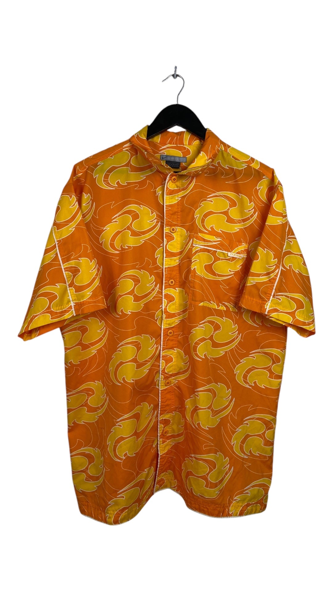 Y2K Nike Orange Surf Button Up Shirt Sz XL