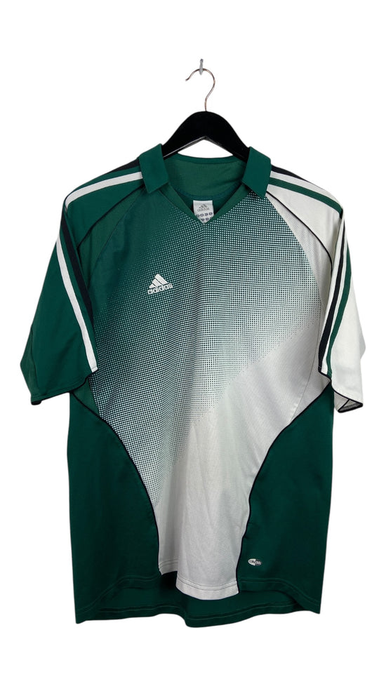 VTG Adidas Green Collared Gradient Soccer Jersey Sz M/L