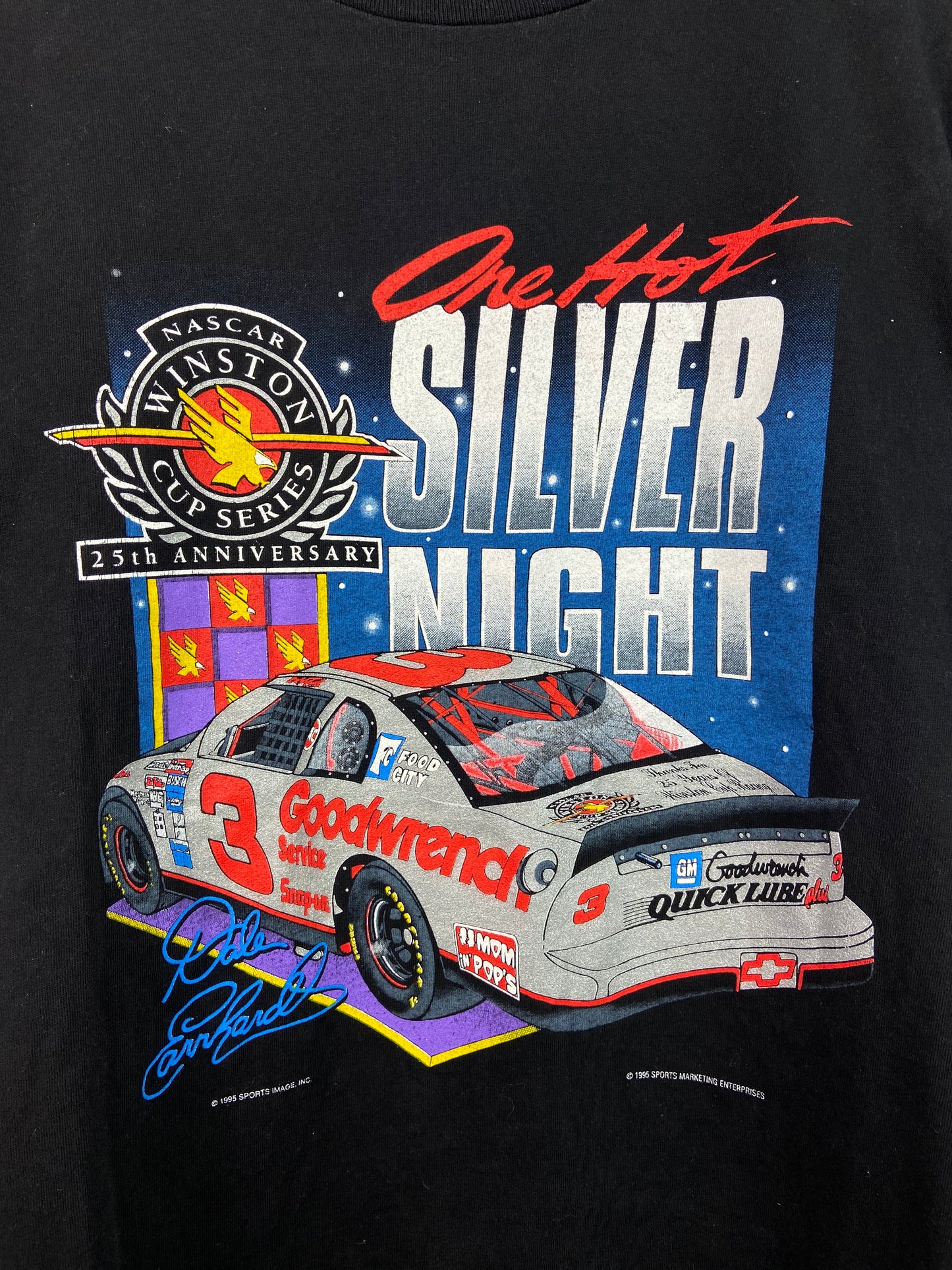 VTG Dale Earnhardt One Hot Silver Night Winston Cup Nascar Tee Sz Large