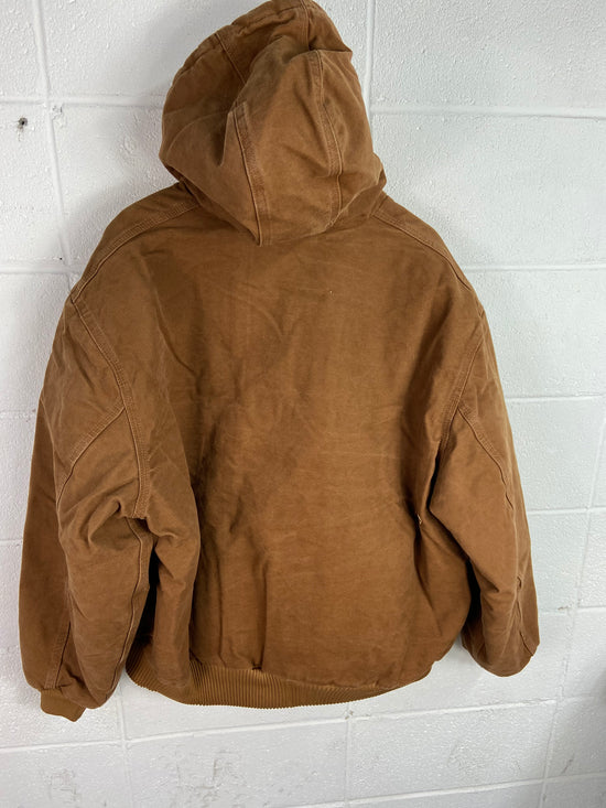 Carhartt Brown Duck Canvas Hooded Work Jacket Sz XXL