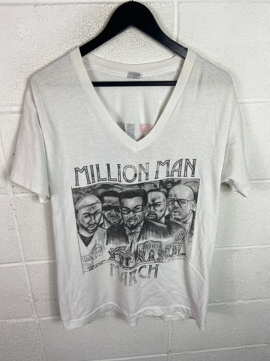 Load image into Gallery viewer, VTG Million Man March V Neck Tee Sz Med
