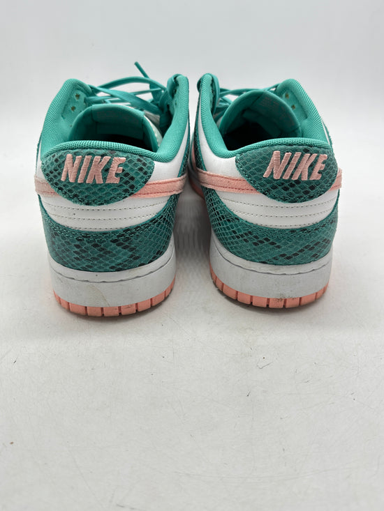 Preowned Nike Dunk Low Snakeskin Washed Teal Bleached Coral Sz 13M/14.5W  DR8577-300