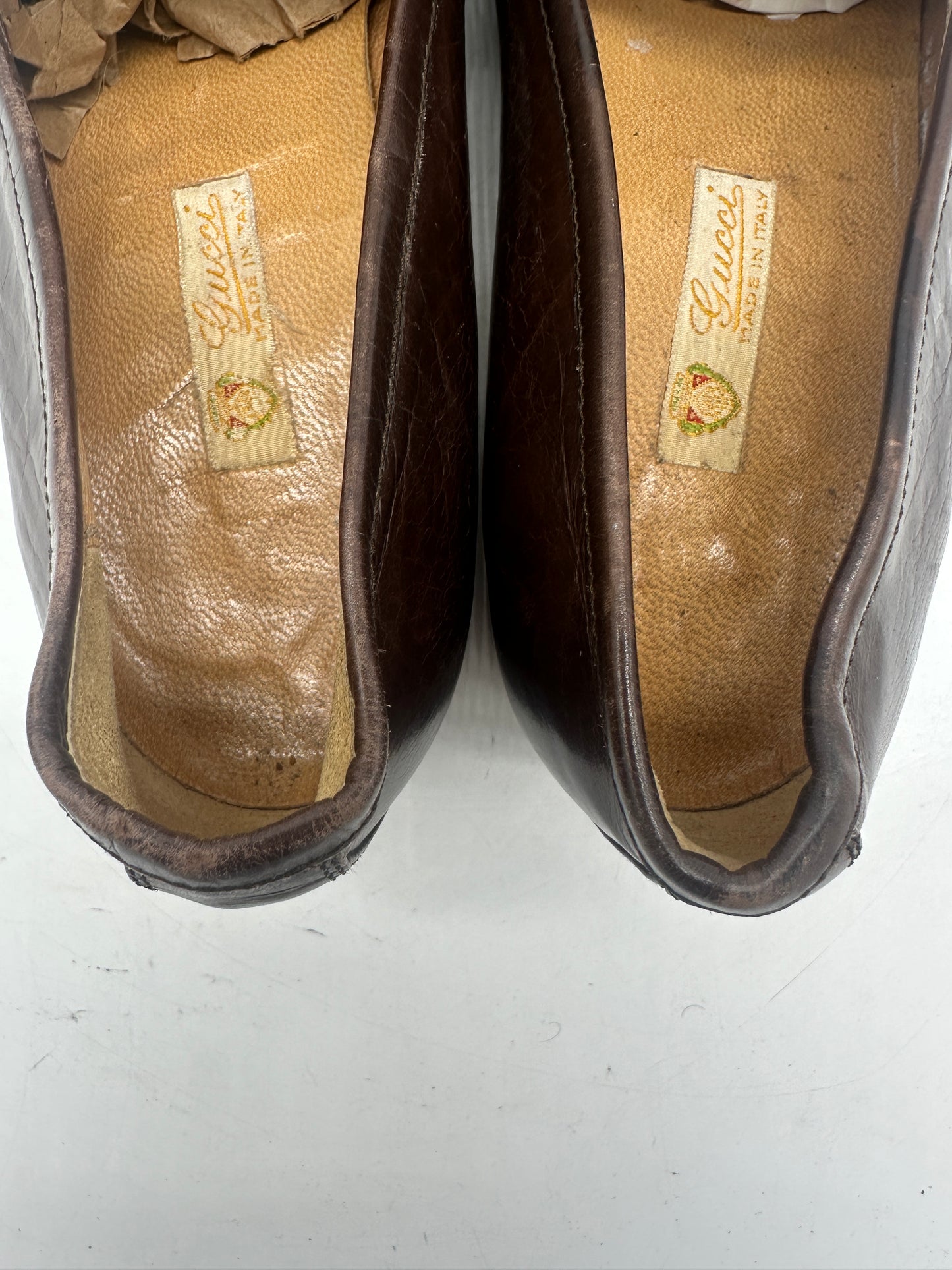 VTG 70s Wmns Gucci Block Heel Loafers Sz 36.5/6W