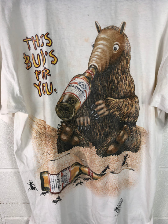 VTG Thrashed Budweiser Anteater Graphic Tee sz L