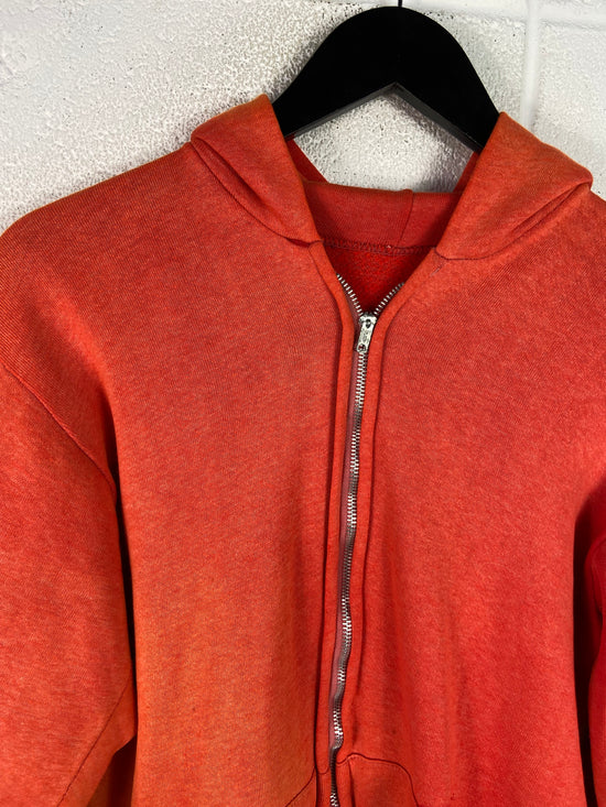 VTG Orange Faded 70's Zip Up Hoodie Sz M