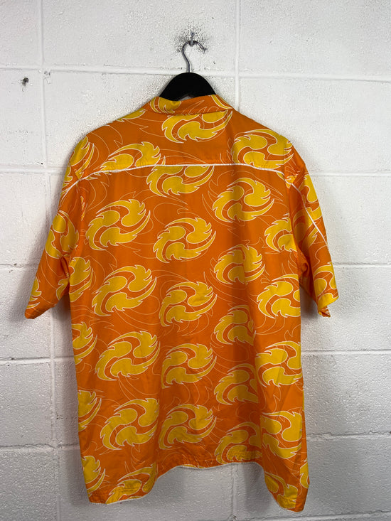 Y2K Nike Orange Surf Button Up Shirt Sz XL