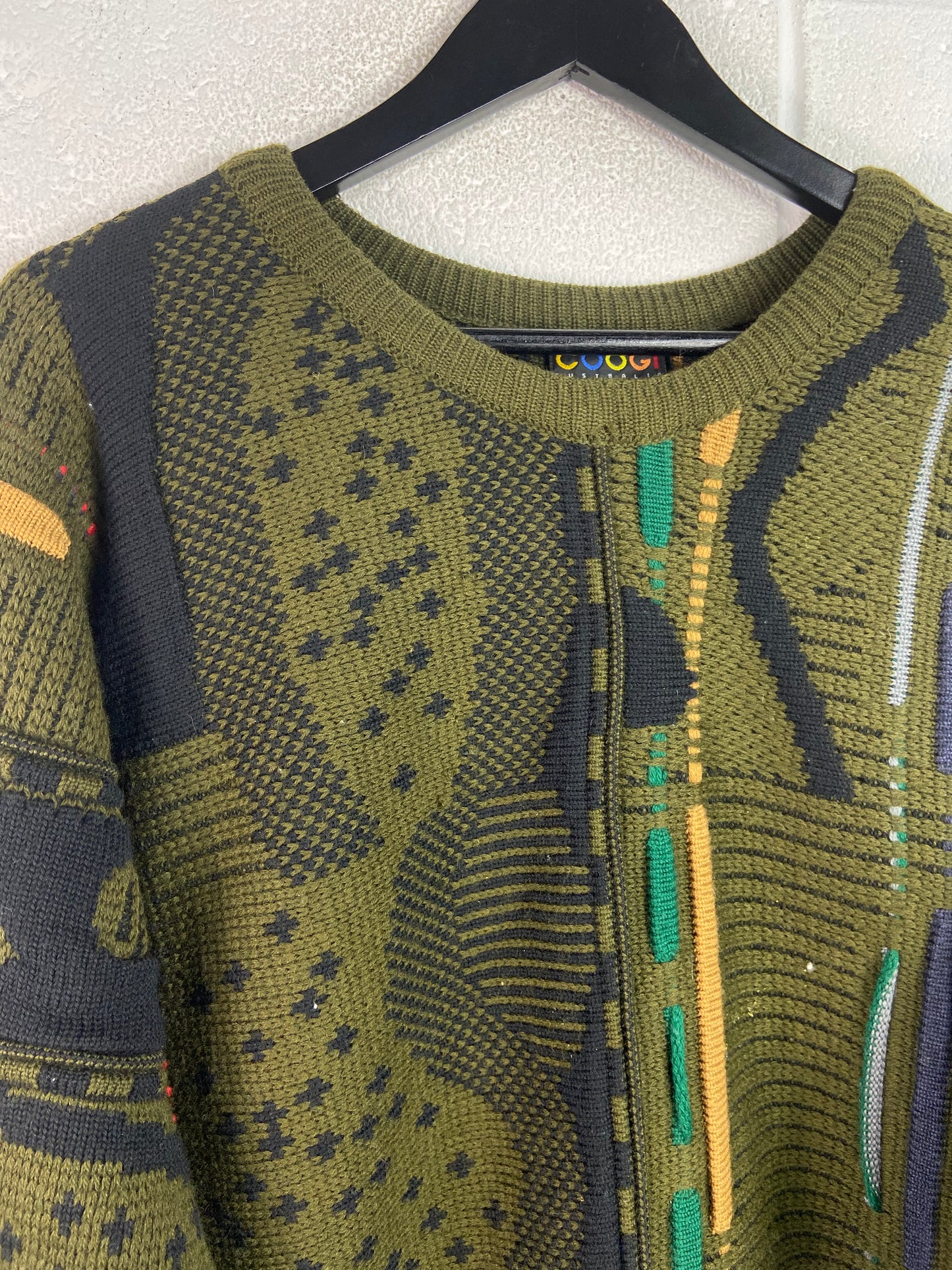 VTG Coogi Army Green Wool Sweater Sz L