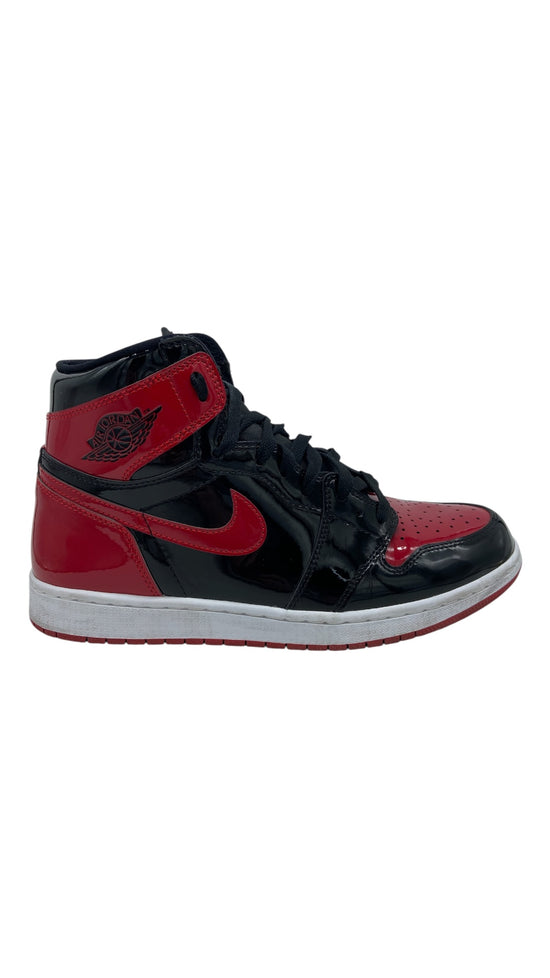 Preowned Air Jordan 1 High Patent Bred Sz 10.5M/12W 555088-063