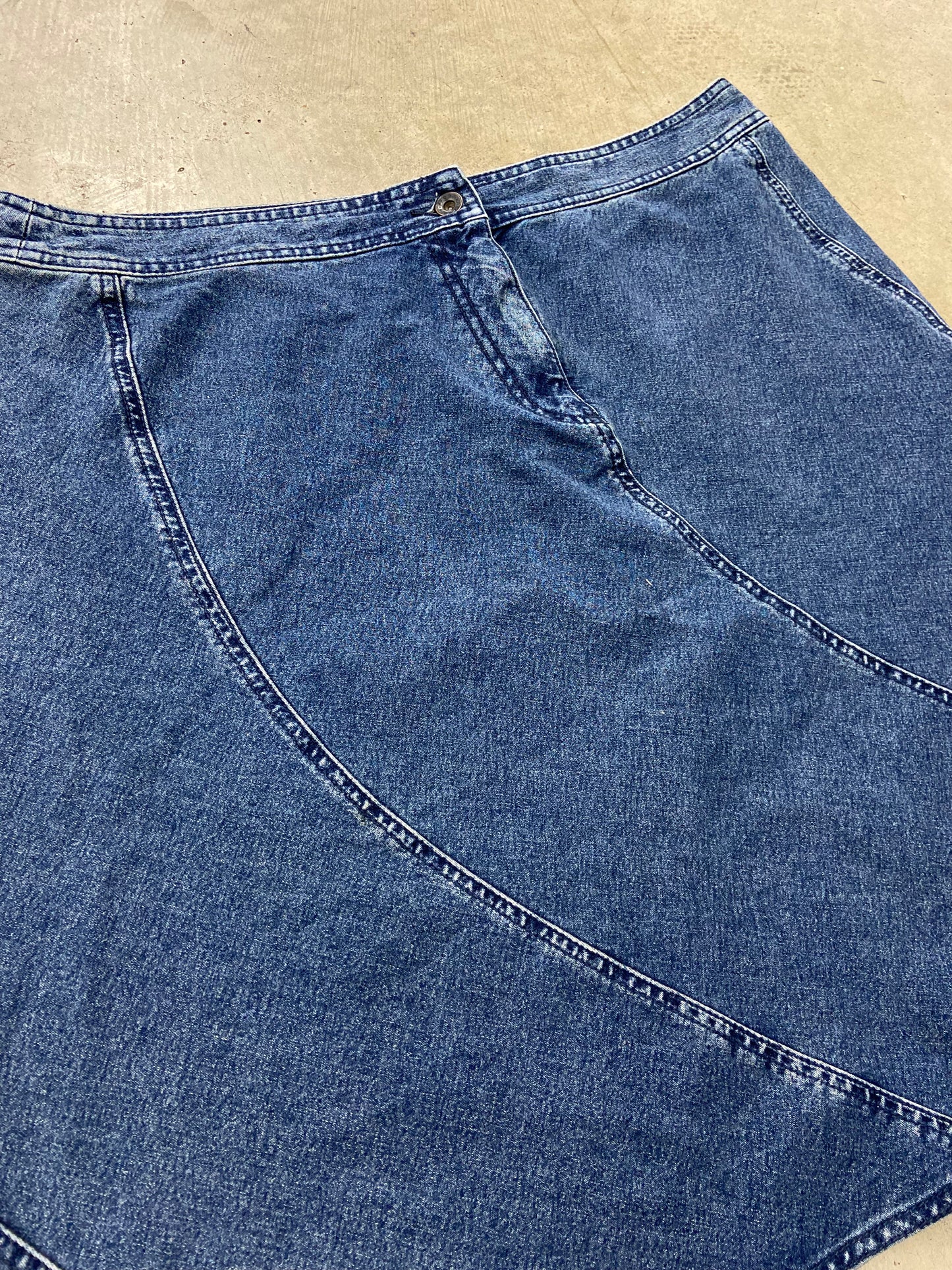 VTG Blue Denim Flowy Mini Skirt Sz 38