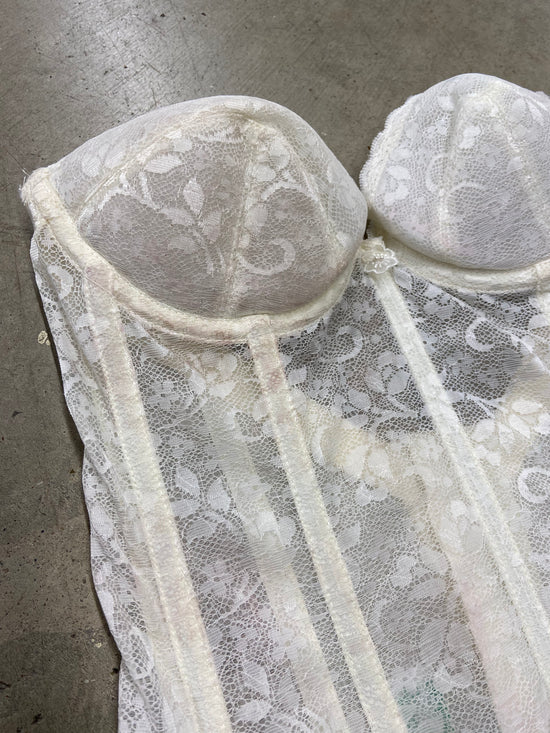 VTG White Lace Corset Sz Wmns 32C