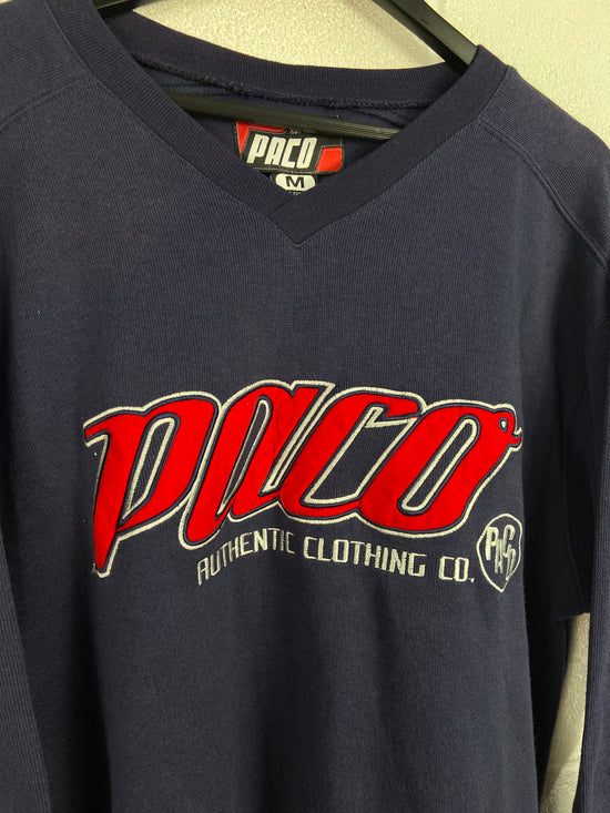 Y2K Paco Jeans Navy V-Neck Crewneck Sz L