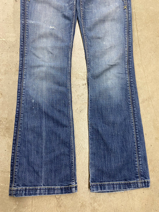 Y2K Antic Blue Denim Bootcut Affliction Jeans Sz 32x32