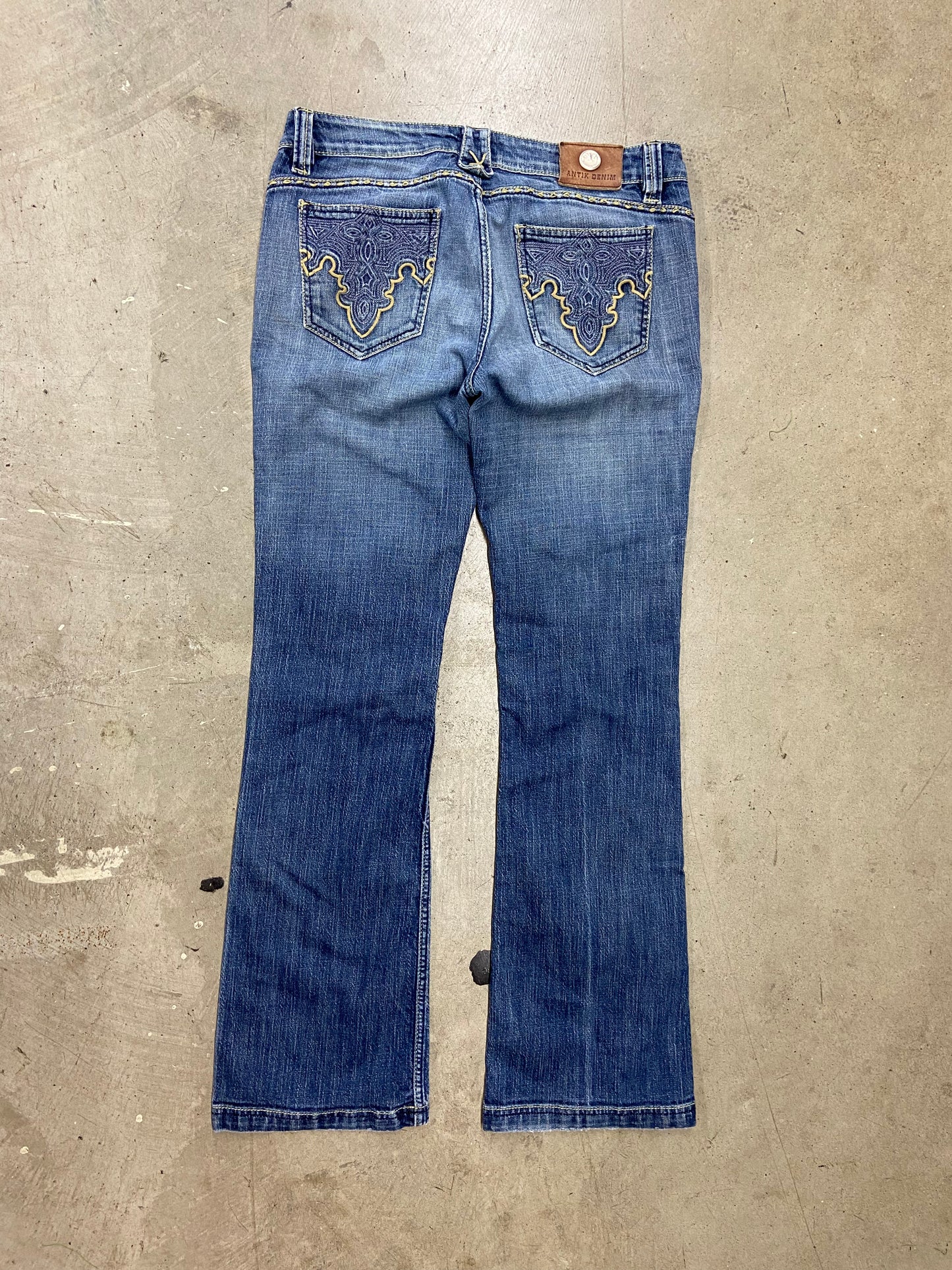 Y2K Antic Blue Denim Bootcut Affliction Jeans Sz 32x32