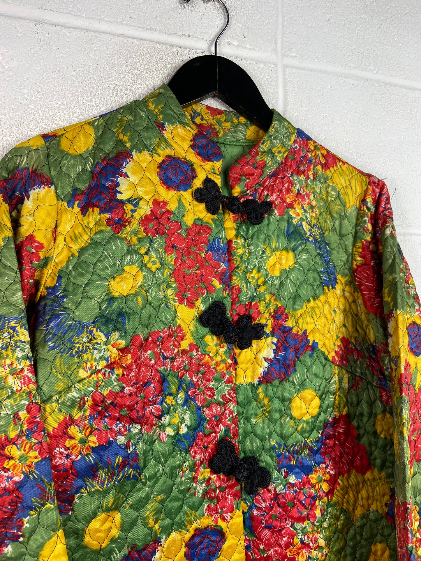 VTG Floral Button Up Quilt Jacket Sz Wmns L