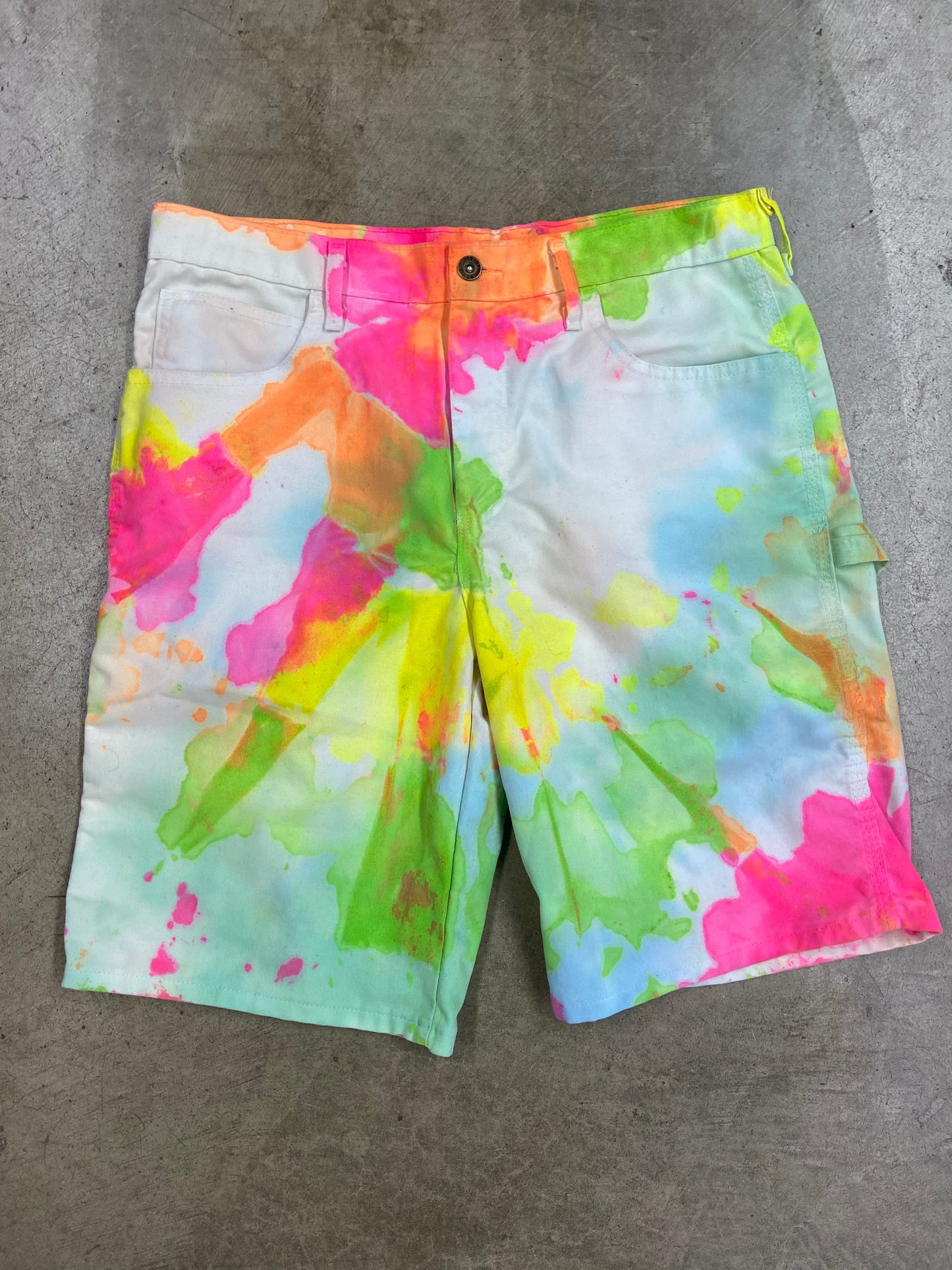 VTG Dickies Tie-Dye Cargo Shorts Sz 34x11