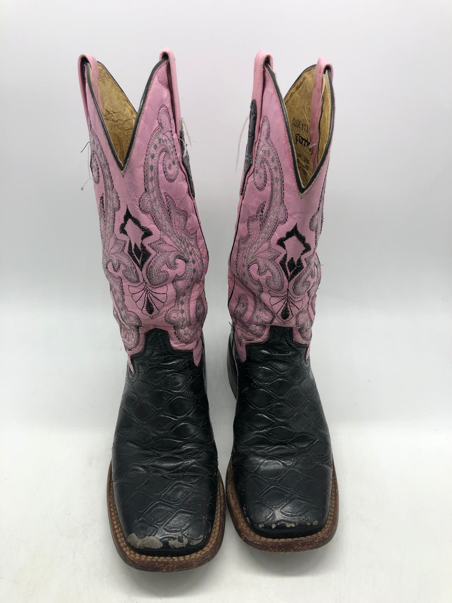 Ferrini Pink Square Toe Cowboy Boots Sz 6W