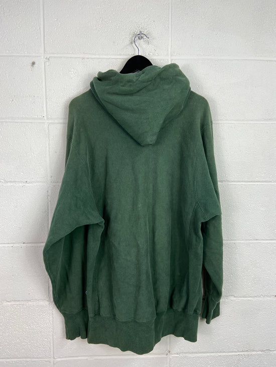 VTG Champion Athletics Made in USA Green Reverse Weave Hoodie Sz 2XL