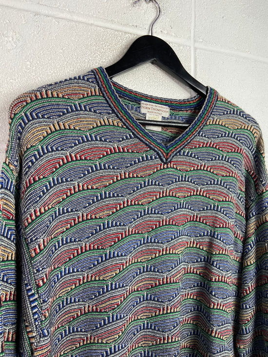 VTG Norm Thompson Fan Design Knitted Sweater Sz L