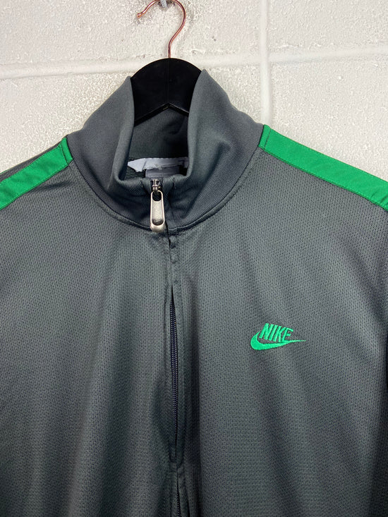 Y2K Nike Silver Tag Black Green Mesh Track Jacket Sz L