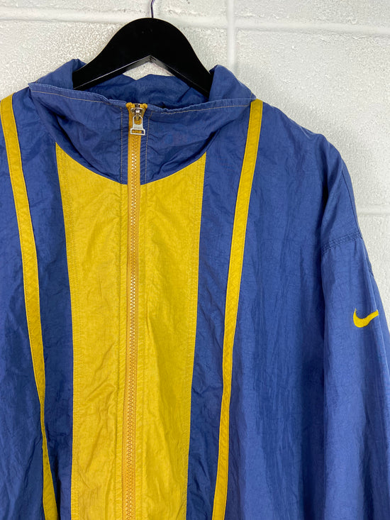 VTG Nike Navy/Gold Striped Rain Jacket Sz XL