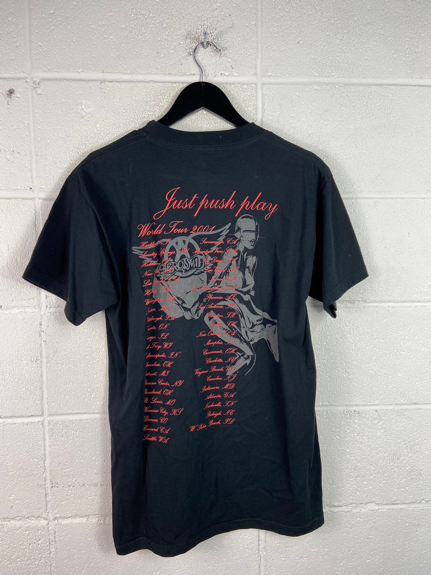 VTG Aerosmith Just Push Play 2001 Tour Tee Sz L