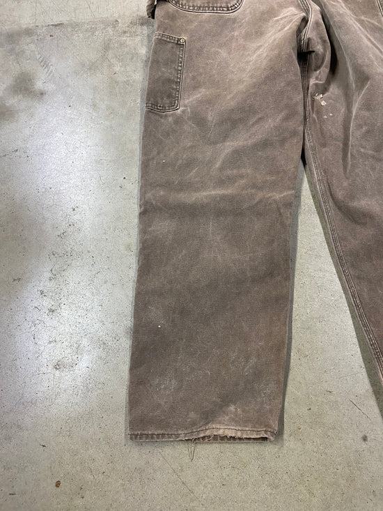 Preowned Heavily Faded Carhartt Brown Overalls Sz 40 Waist