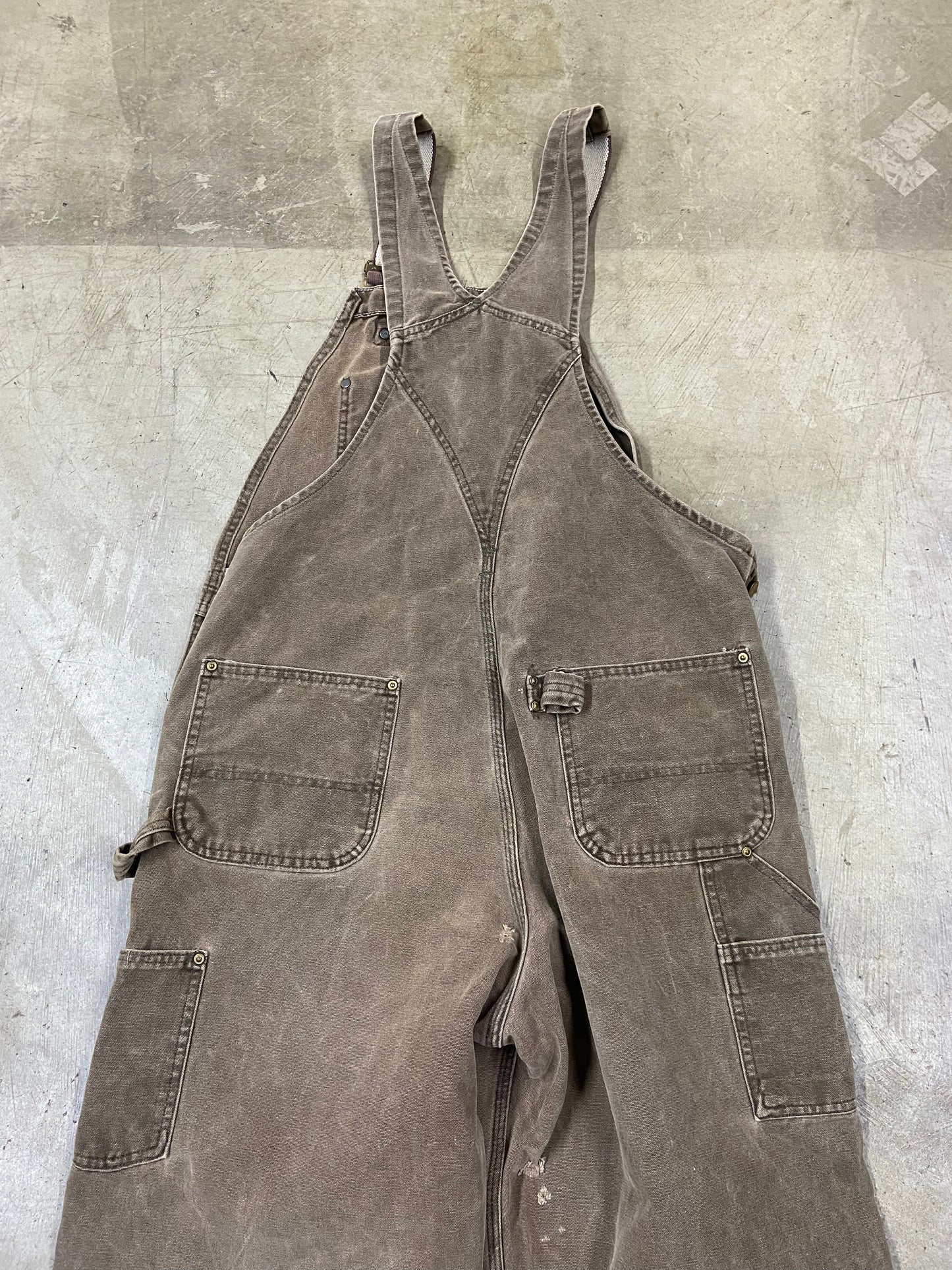 Preowned Heavily Faded Carhartt Brown Overalls Sz 40 Waist