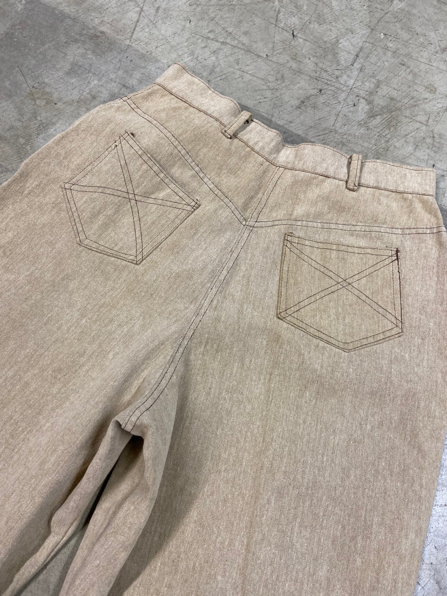 VTG Rhapsody Glazier Chicago Tan Canvas Pants Sz 33x31