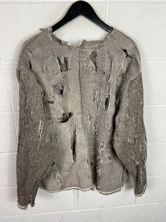 Pocket Nails Reworked Thrashed Suede Sweater Sz Cropped Med