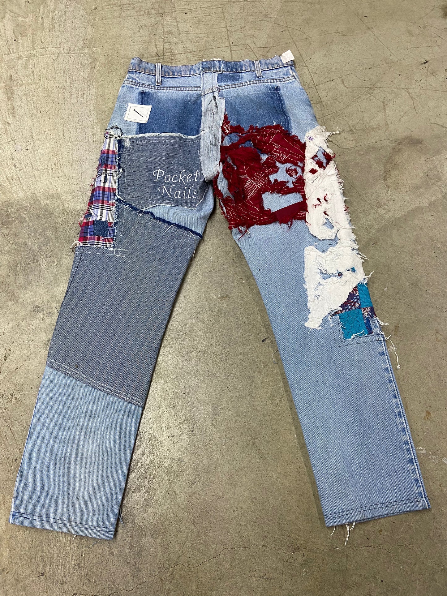 Pocket Nails Reworked Sashiko Patchwork Jeans Sz 32x30