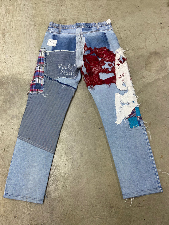 Pocket Nails Reworked Sashiko Patchwork Jeans Sz 32x30