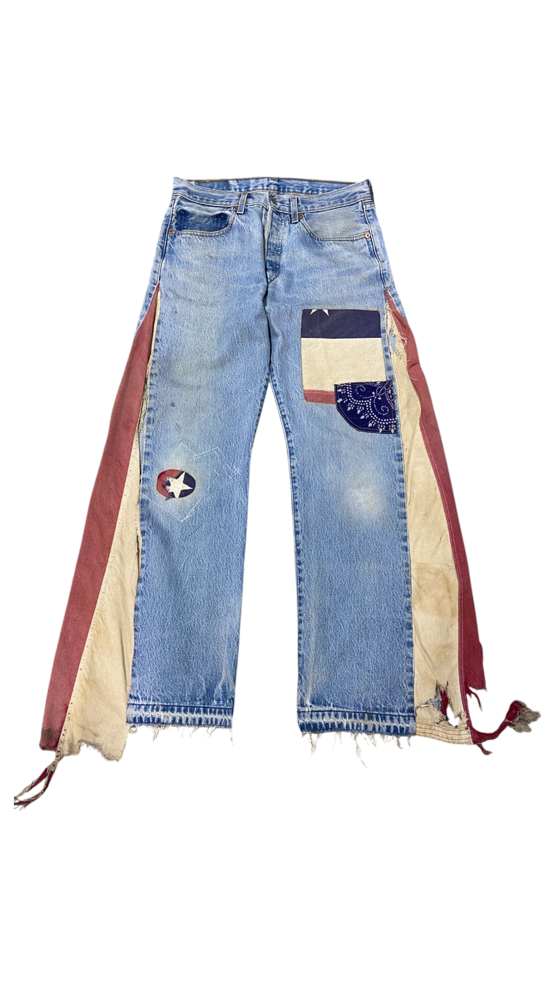 Pocket Nails Reworked American Flag Flare Jeans Sz 32x30